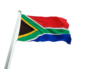 South Africaj national flag blowing with mast. The flag waving in beautiful sky. South Africa.png