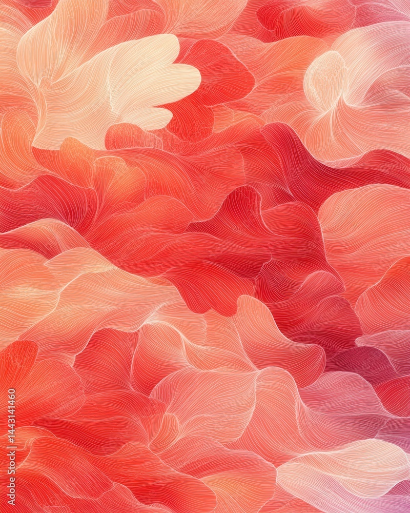 Aufkleber abstract coral waves flowing in a rhythmic pattern creating a serene and organic feel with delicate 