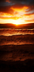 Layered soil sediment geology earth sunset landscape crosssection nature outdoor dramatic sky warm light erosion environment terrain horizon