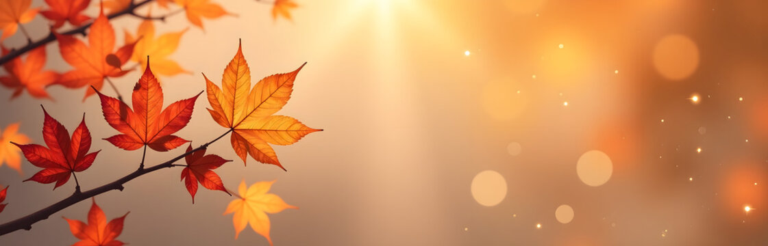 Softly glowing autumn leaves in a delicate floral pattern create a warm and inviting atmosphere with gentle hues._00001_