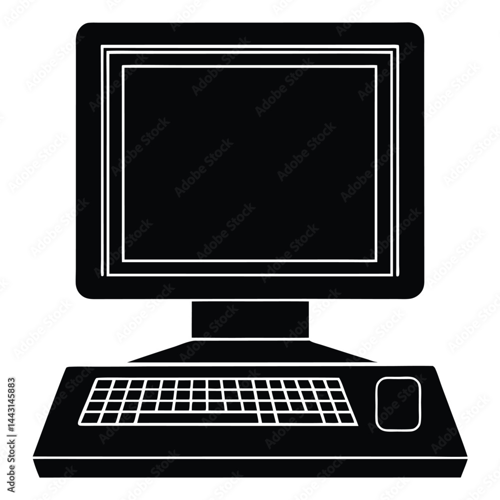 Fototapete Laptop computer cell phone and desktop pc screen icon vector simple graphic illustration set solid black line stroke outline art, mobile cellphone smartphone blank empty frame sign symbol image, pc.