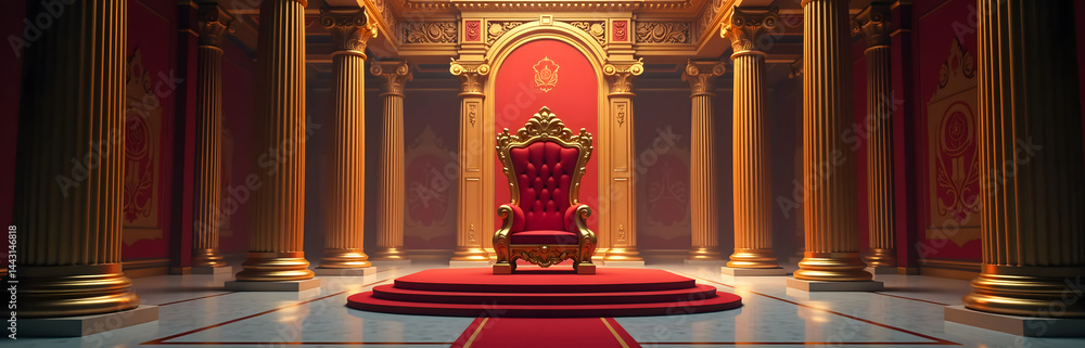 Poster The majestic royal throne is situated within an opulent grand hall created using artificial intelligence generative design techniques._00001_