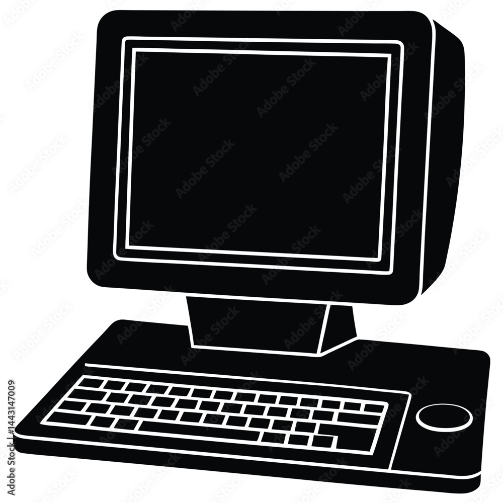 Poster laptop computer cell phone and desktop pc screen icon vector simple graphic illustration set solid b