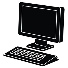 Fototapeta premium Laptop computer cell phone and desktop pc screen icon vector simple graphic illustration set solid black line stroke outline art, mobile cellphone smartphone blank empty frame sign symbol image, pc.