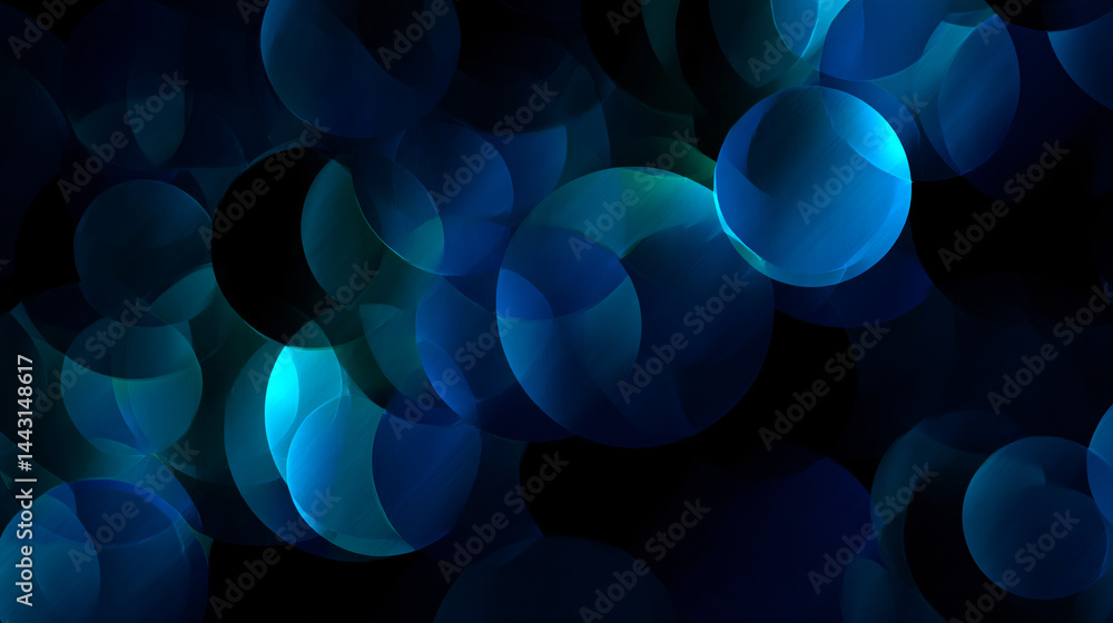 Poster abstract pattern of overlapping blue circles