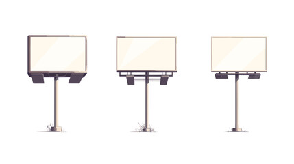 Obraz premium Three Blank White Billboards Pixel Art Illustration