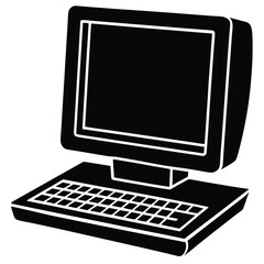 Fototapeta premium Laptop computer cell phone and desktop pc screen icon vector simple graphic illustration set solid black line stroke outline art, mobile cellphone smartphone blank empty frame sign symbol image, pc.