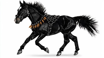 Fototapeta premium Black Horse Running, Digital Art