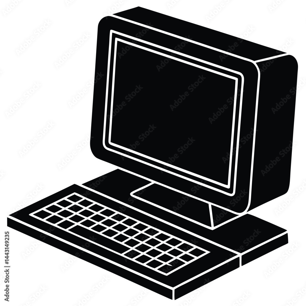 Fototapete Laptop computer cell phone and desktop pc screen icon vector simple graphic illustration set solid black line stroke outline art, mobile cellphone smartphone blank empty frame sign symbol image, pc.