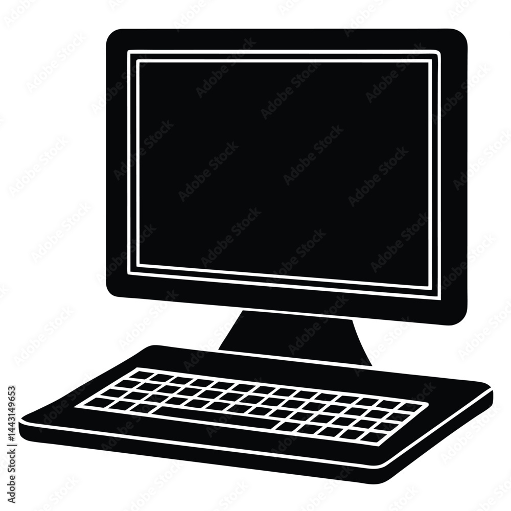 Poster laptop computer cell phone and desktop pc screen icon vector simple graphic illustration set solid b