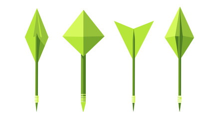 Four Green Darts on White Background