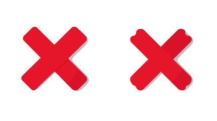 Obraz premium Two Red Cross X Marks on White Background