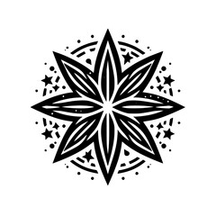 Fototapeta premium Black and White Starburst Vector Illustration, Festive Ornament