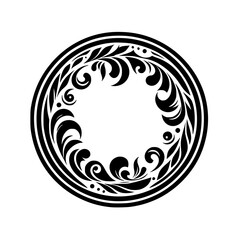 Elegant Black & White Floral Circle Design for Invitations & Decor