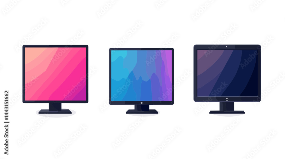 Poster three computer monitors with gradient backgrounds