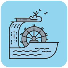 Water Wheel Hydro Power Eco Energy Vector Icon