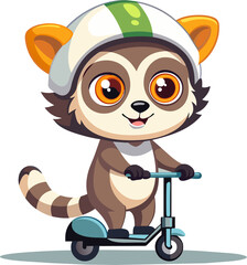 cute cream lemur with-protective helmet-on-his head