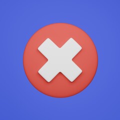 Red cross mark icons. No buttons. 3D rendering illustration