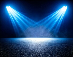  The dark stage shows, dark blue background, an empty dark scene, neon light, spotlights The .jpg