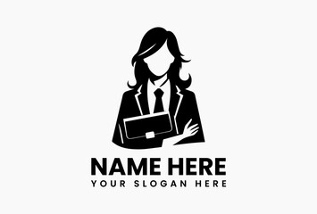 Elegant business woman logo icon in vector format, professional female silhouette isolated on white background for corporate and branding identity  