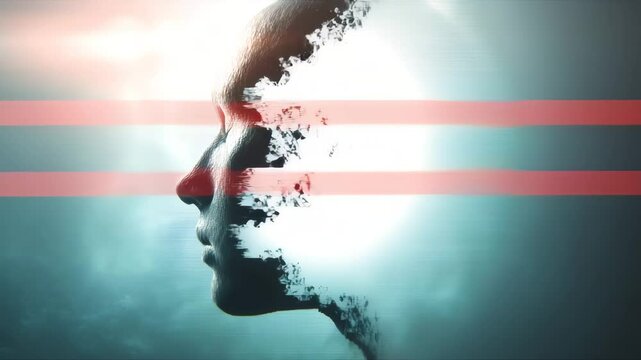 A digital portrait exploring the intricacies of human consciousness and emotion.
