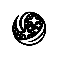 Obraz premium Abstract Celestial Logo: Stars and Crescents on White