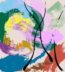 Gordijnen abstract colorful background, illustration with lines, waves, circle, paint strokes and splashes © Kirsten Hinte