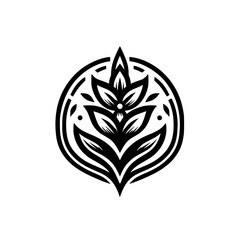 Elegant Black and White Floral Logo Design