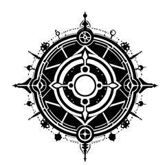 Intricate Black & White Circular Ornament Design