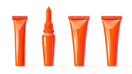 Orange Cosmetic Tubes and Applicator Mockup