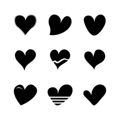 Set of Unique Abstract Heart Icons, Modern Love Symbols Collection