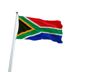 South Africaj national flag blowing with mast. The flag waving in beautiful sky. South Africa.png