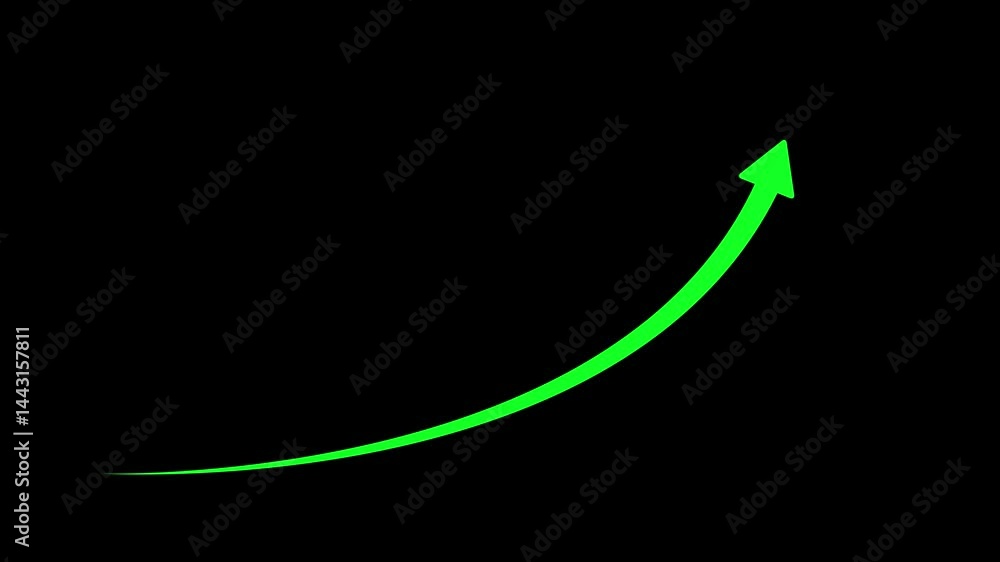 Poster rising arrow transparent channel. business line arrow. glowing arrow , down to up arrow rising creat