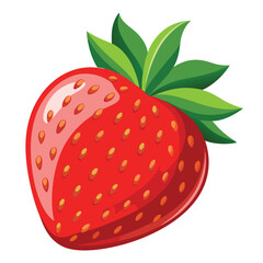 Obraz premium Ripe Strawberry with Leaves