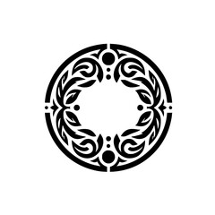 Fototapeta premium Elegant Circular Floral Ornament in Black and White, Isolated