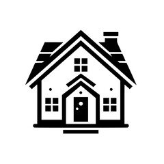Minimalist House Icon in Black and White, Real Estate Logo Design