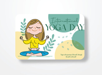International Yoga day 21 June web banner EPS10 vector. Meditation Practice Yoga Colorful Fitness Concept. Vector illustration