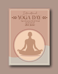International Yoga day 21 June web banner EPS10 vector. Meditation Practice Yoga Colorful Fitness Concept. Vector illustration