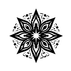 Elegant Black & White Floral Mandala: Zen, Meditation, & Design Element