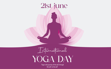 International Yoga day 21 June web banner EPS10 vector. Meditation Practice Yoga Colorful Fitness Concept. Vector illustration