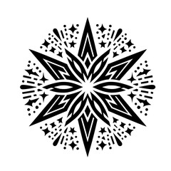Fototapeta premium Ornate Black & White Star Mandala Design, Abstract Geometric Pattern