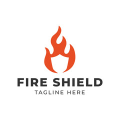 Fire Shield logo designs concept isolated on white background.