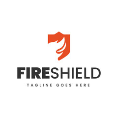 Fire Shield logo designs concept isolated on white background.