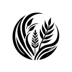 Wheat Grain Logo - Minimalist Black and White Design
