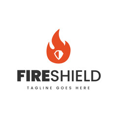 Fire Shield logo designs concept isolated on white background.