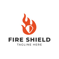 Fire Shield logo designs concept isolated on white background.