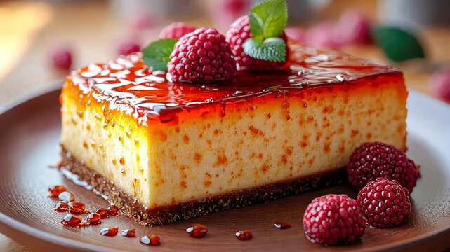 Delicious berry cake with whipped cream, fresh raspberries, and red currants. A perfect treat for celebrations and sweet moments