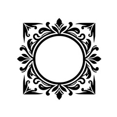 Elegant Black & White Ornamental Frame with Circular Center