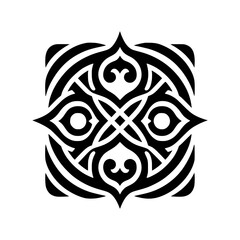 Black and White Geometric Ornamental Mandala Design, Abstract, Vector Illustration