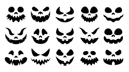 Set of Halloween scary pumpkins cut